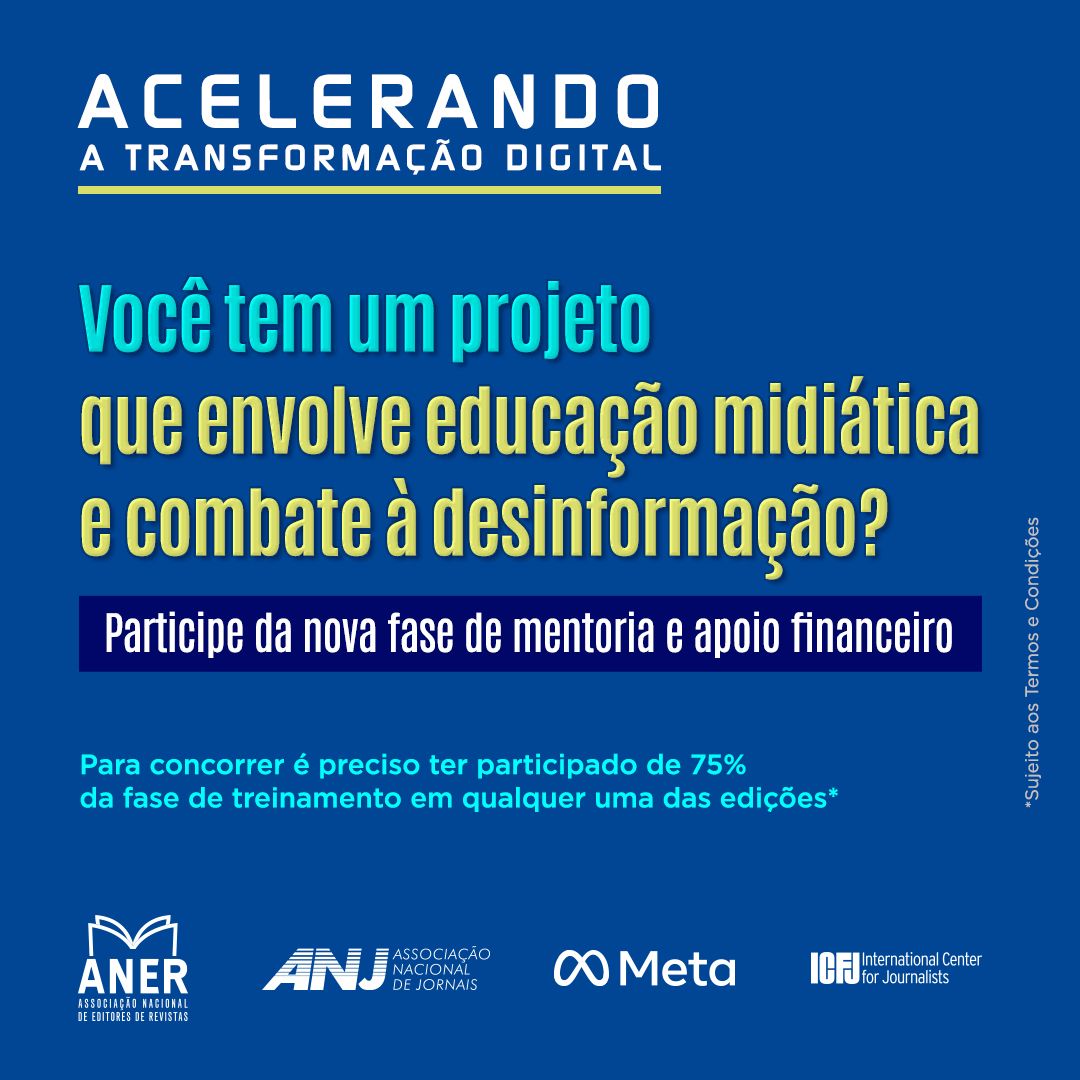 “Programa Acelerando” abre mentoria e bolsa de US$ 15 mil para projetos de educação midiática e combate à desinformação