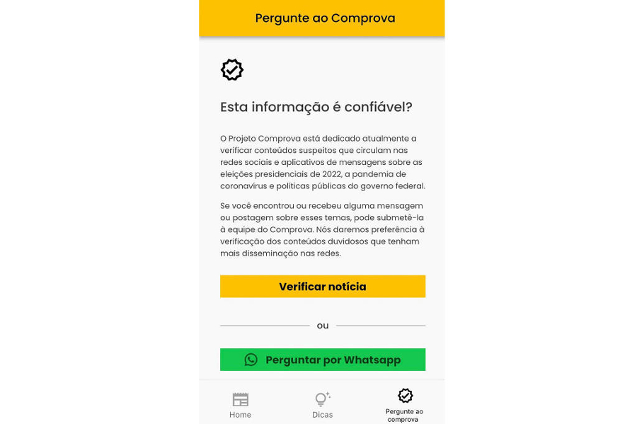 Projeto Comprova lança aplicativo para ajudar usuário a identificar conteúdos nas redes