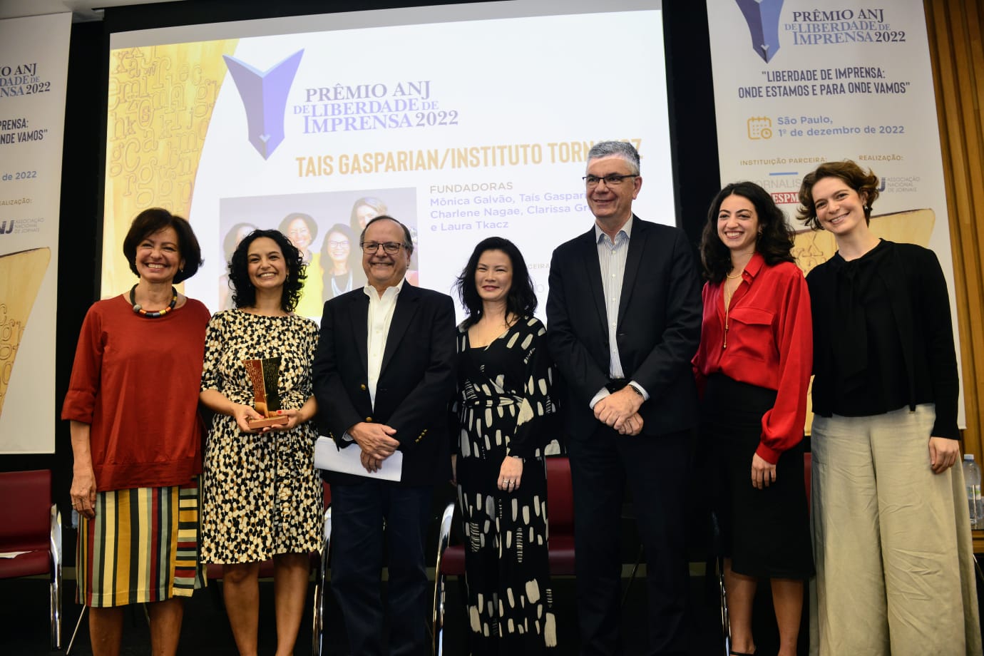 Taís Gasparian e Instituto Tornavoz são homenageados com prêmio ANJ de Liberdade de Imprensa