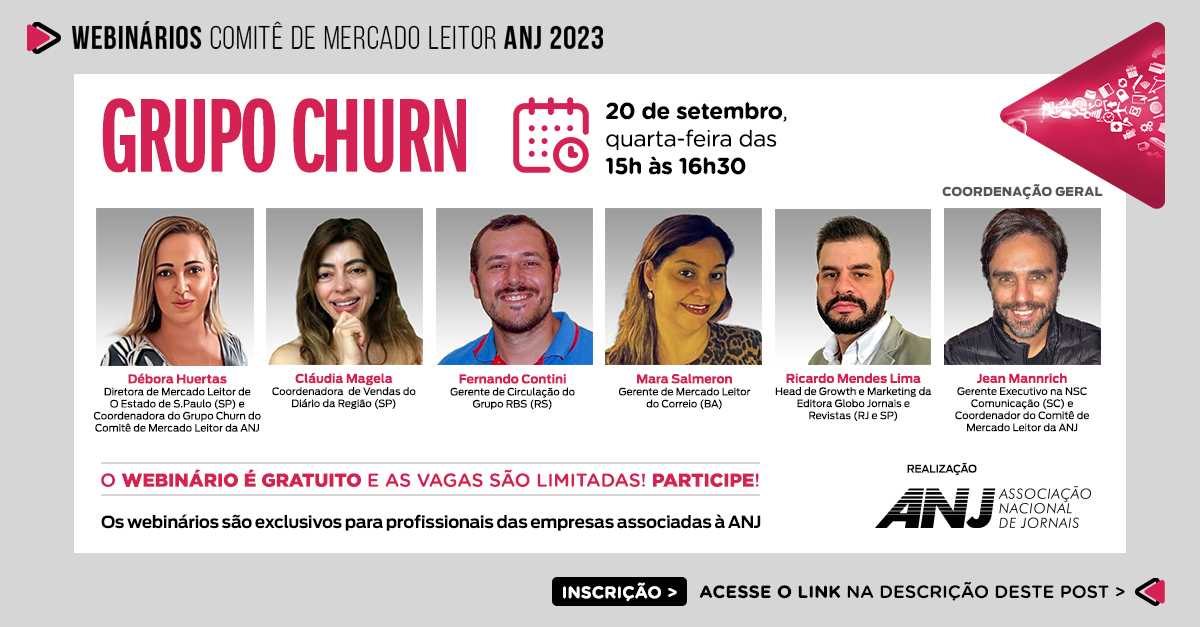 Churn é o tema da próxima sessão dos Webinários Técnicos da ANJ