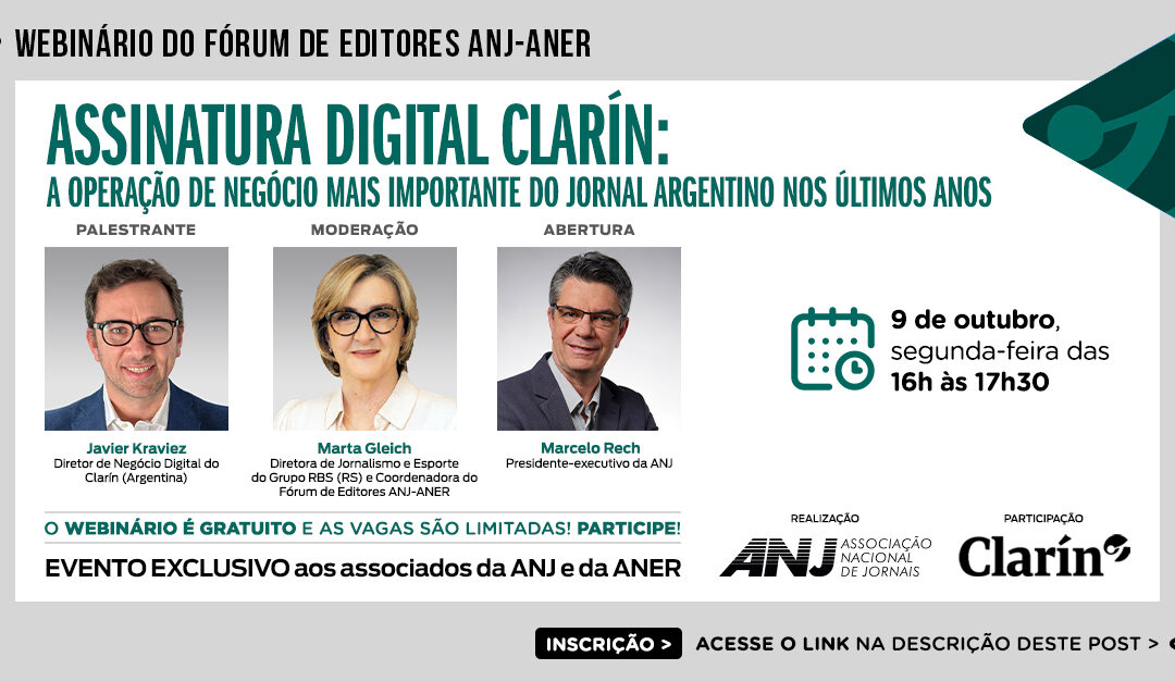 Premiado modelo de assinaturas digitais do Clarín é tema de webinário da ANJ e ANER